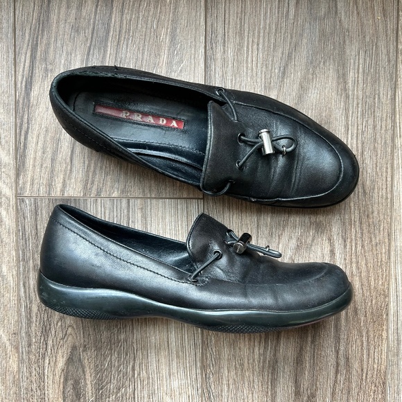 Prada Shoes - Prada Black Leather Loafers  | 39.5